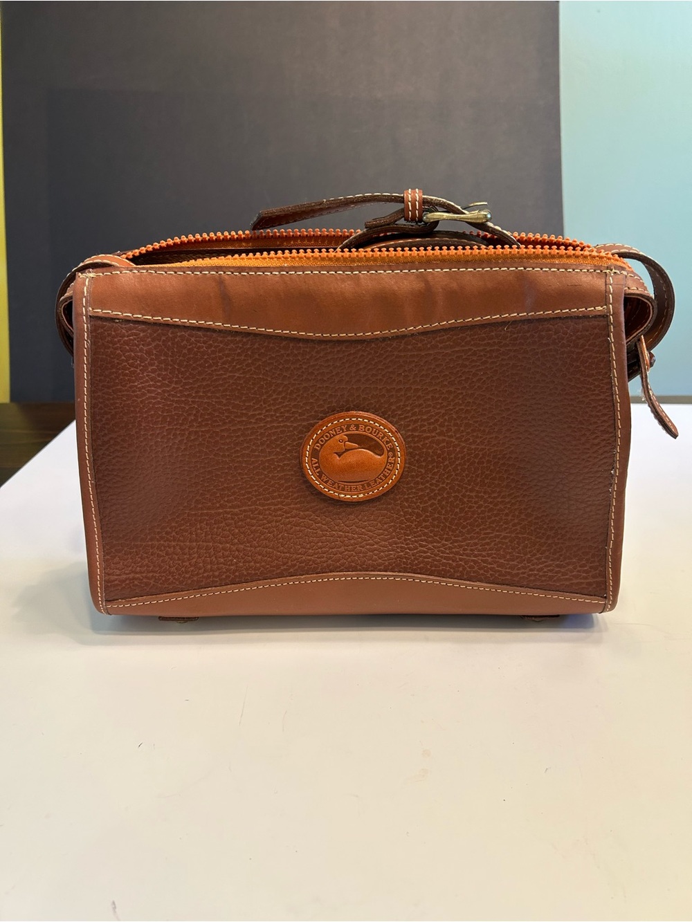 Dooney & Bourke Tan Brown Leather crossbody Bag